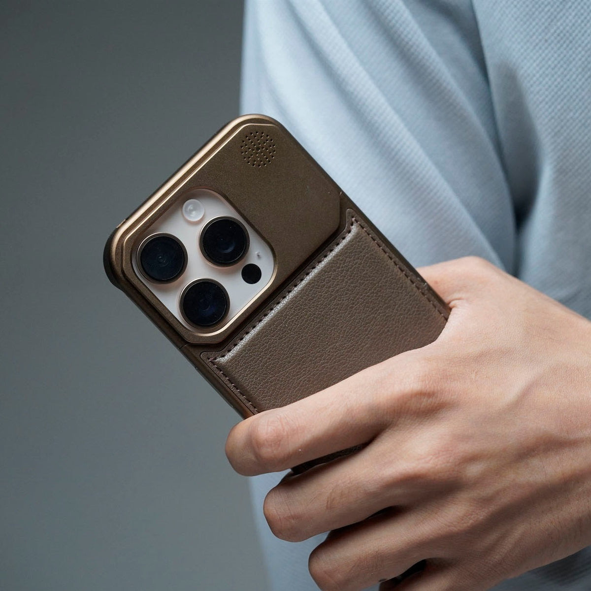 Metal Series Magsafe Leather Case With Titanium Frame