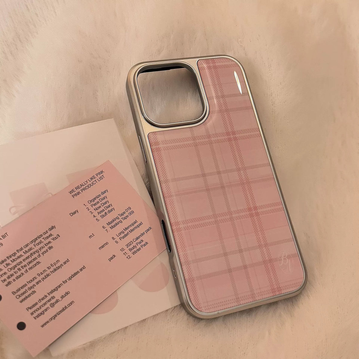 Classic Pink Plaid Pattern Case