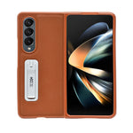 Premium Leather Texture Kickstand Phone Case for Samsung Galaxy Z Fold 4