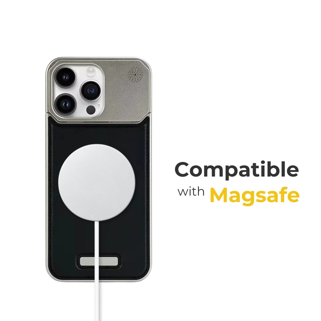 Metal Series Magsafe Leather Case With Titanium Frame