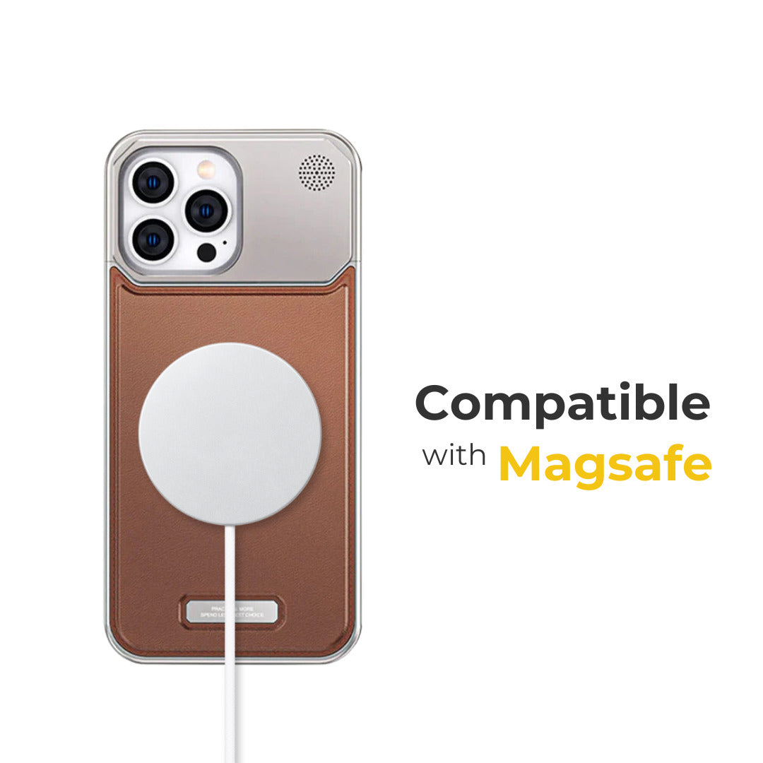 Metal Series Magsafe Leather Case With Titanium Frame