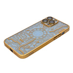Futuristic Clock Circuit Pattern Phone Case for iPhone 13 Pro Max