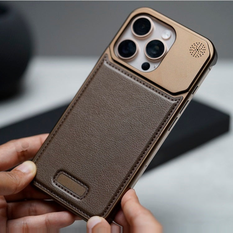 Metal Series Magsafe Leather Case With Titanium Frame