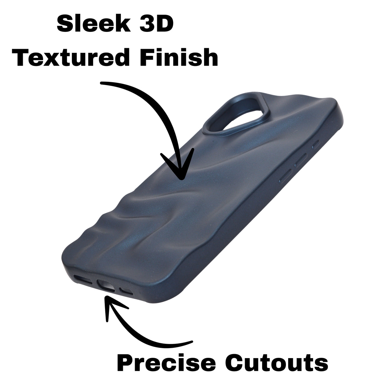 3D Ripple Wave Texture Soft Silicone Phone Case For iPhone 16 Plus