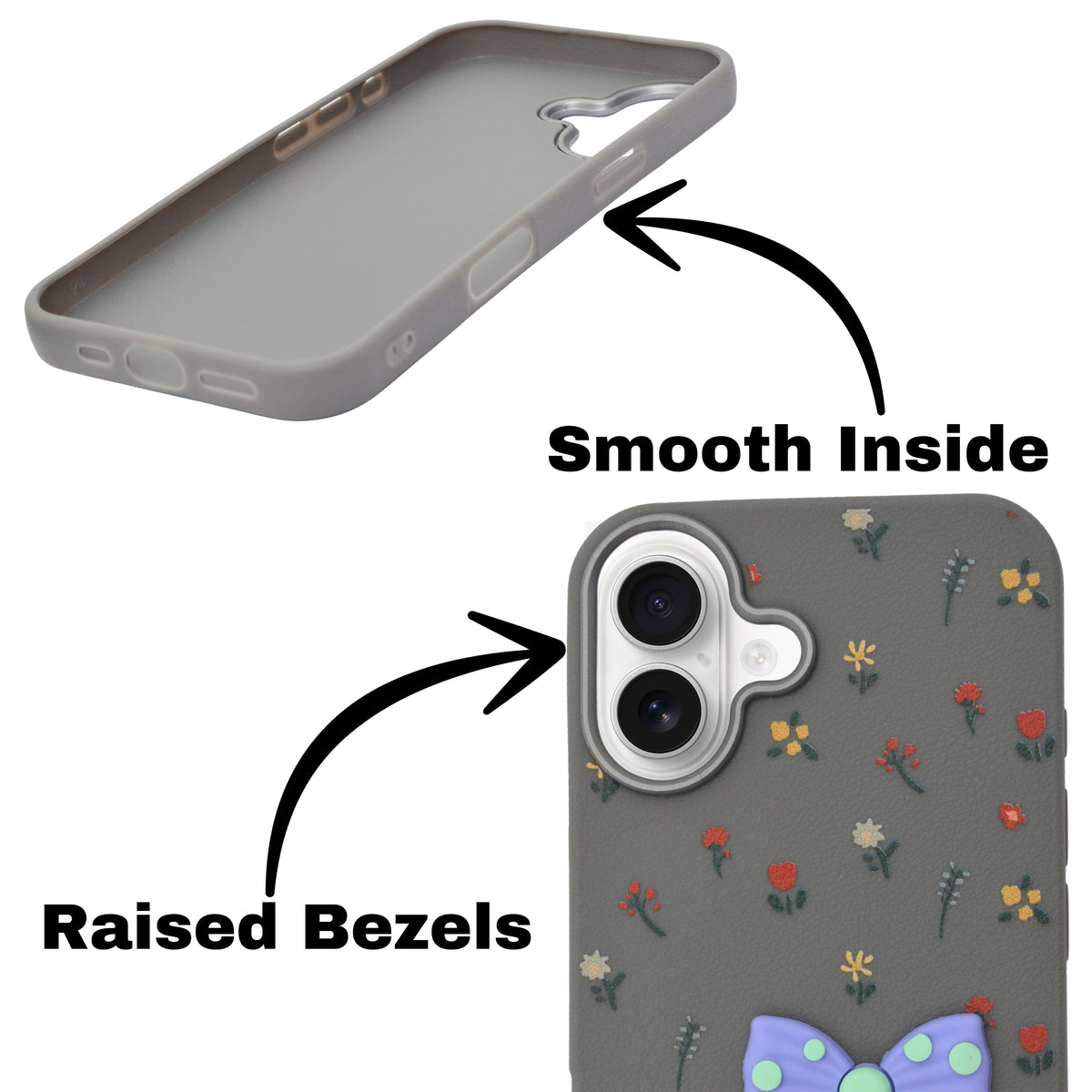 Cute Floral with 3D Bow Case For iPhone 16