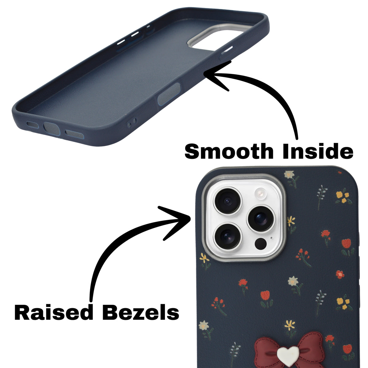 Cute Floral with 3D Bow Case For iPhone 16 Pro Max