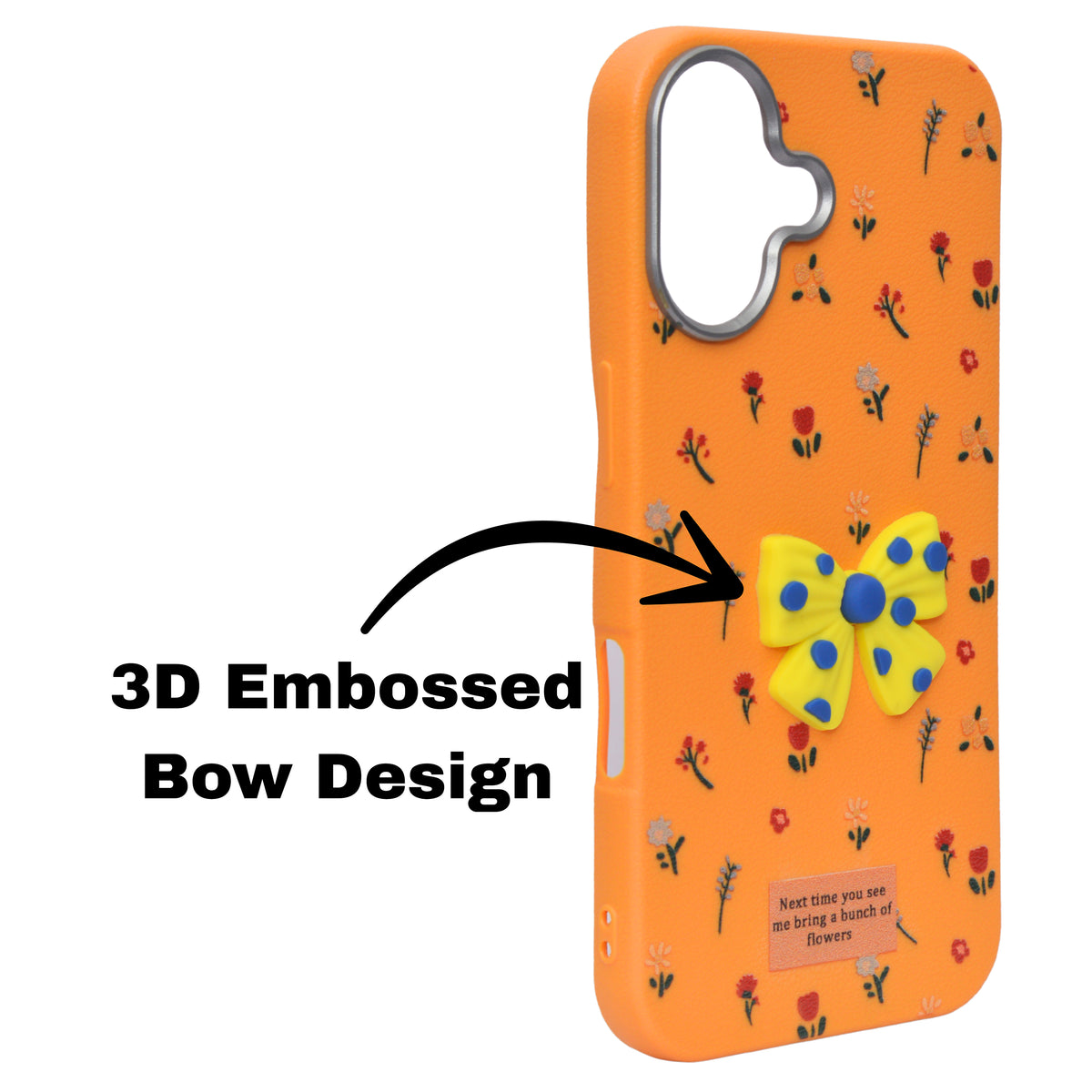Cute Floral with 3D Bow Case For iPhone 16