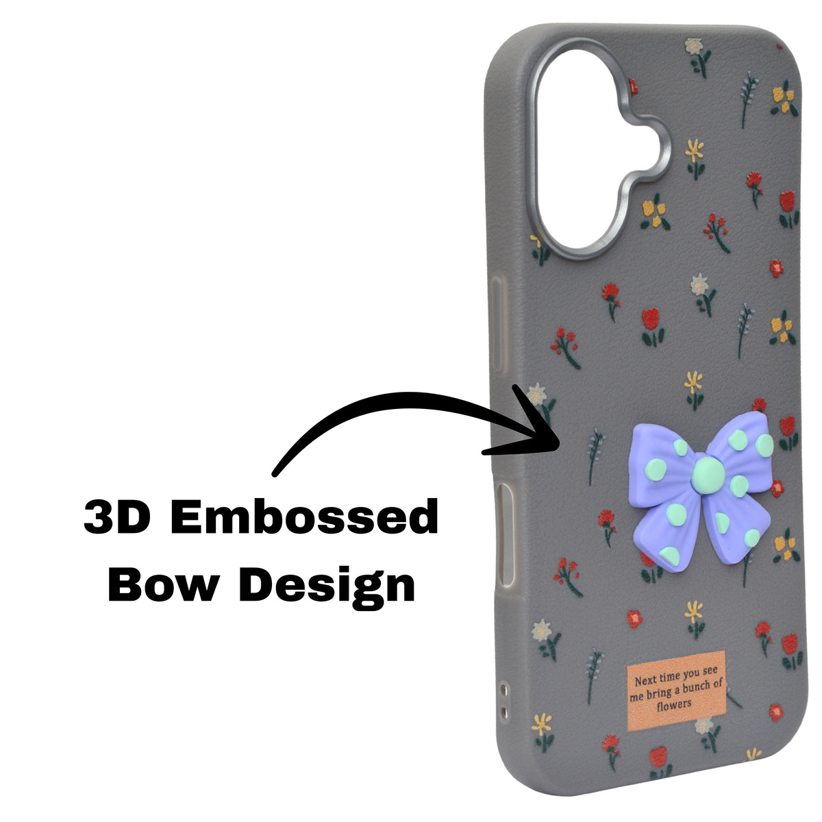 Cute Floral with 3D Bow Case For iPhone 16