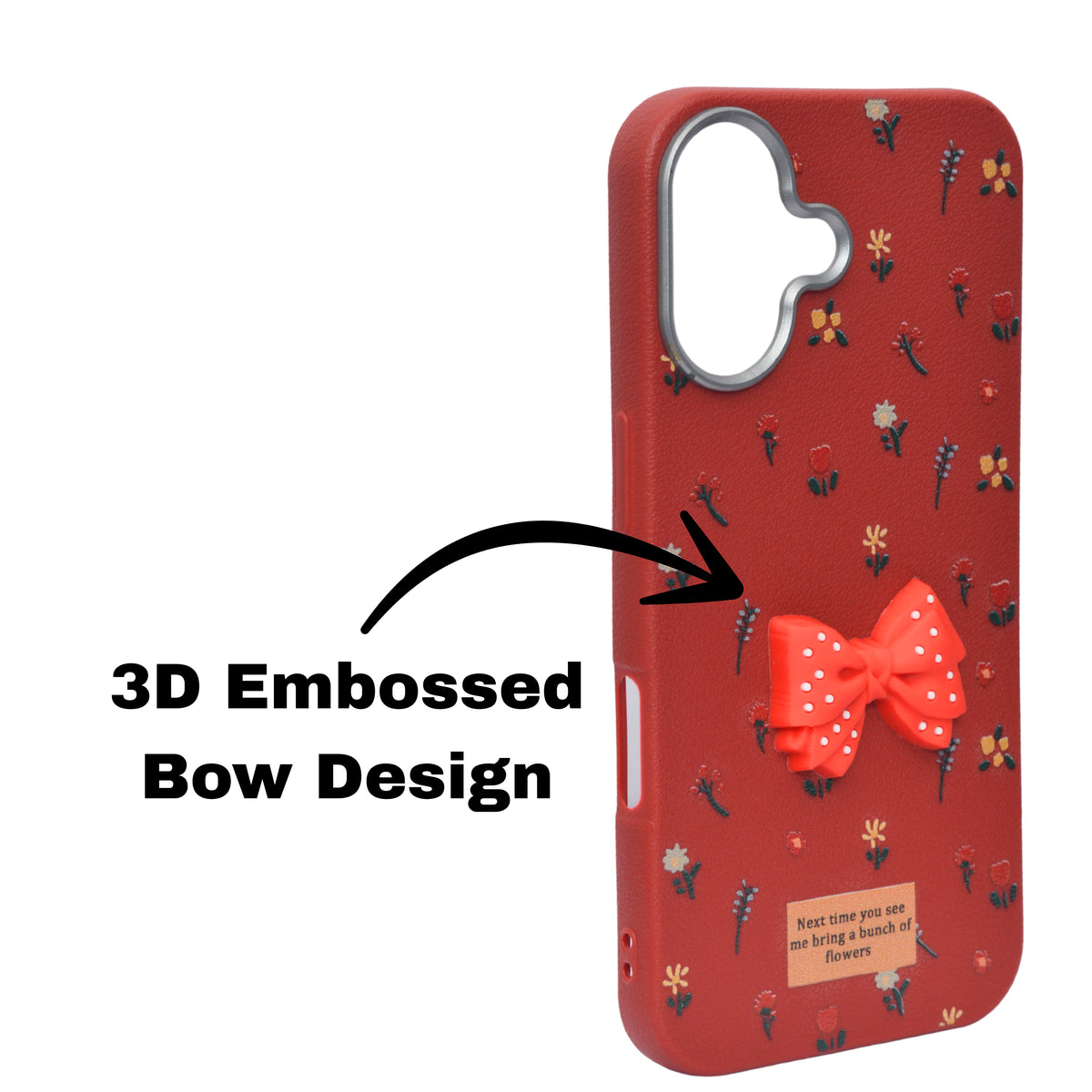 Cute Floral with 3D Bow Case For iPhone 16