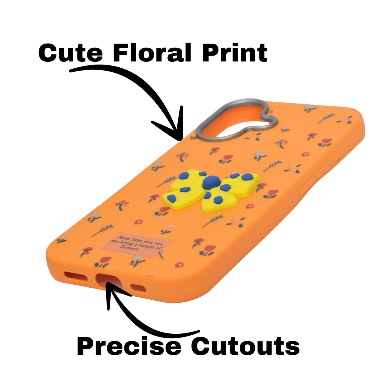 Cute Floral with 3D Bow Case For iPhone 16