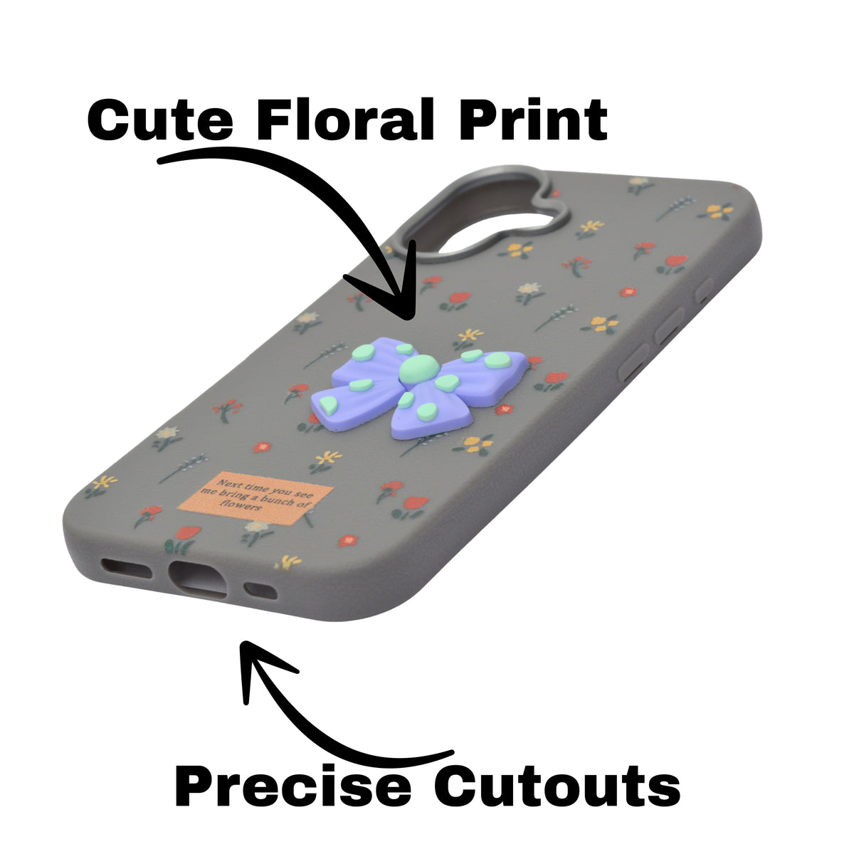 Cute Floral with 3D Bow Case For iPhone 16