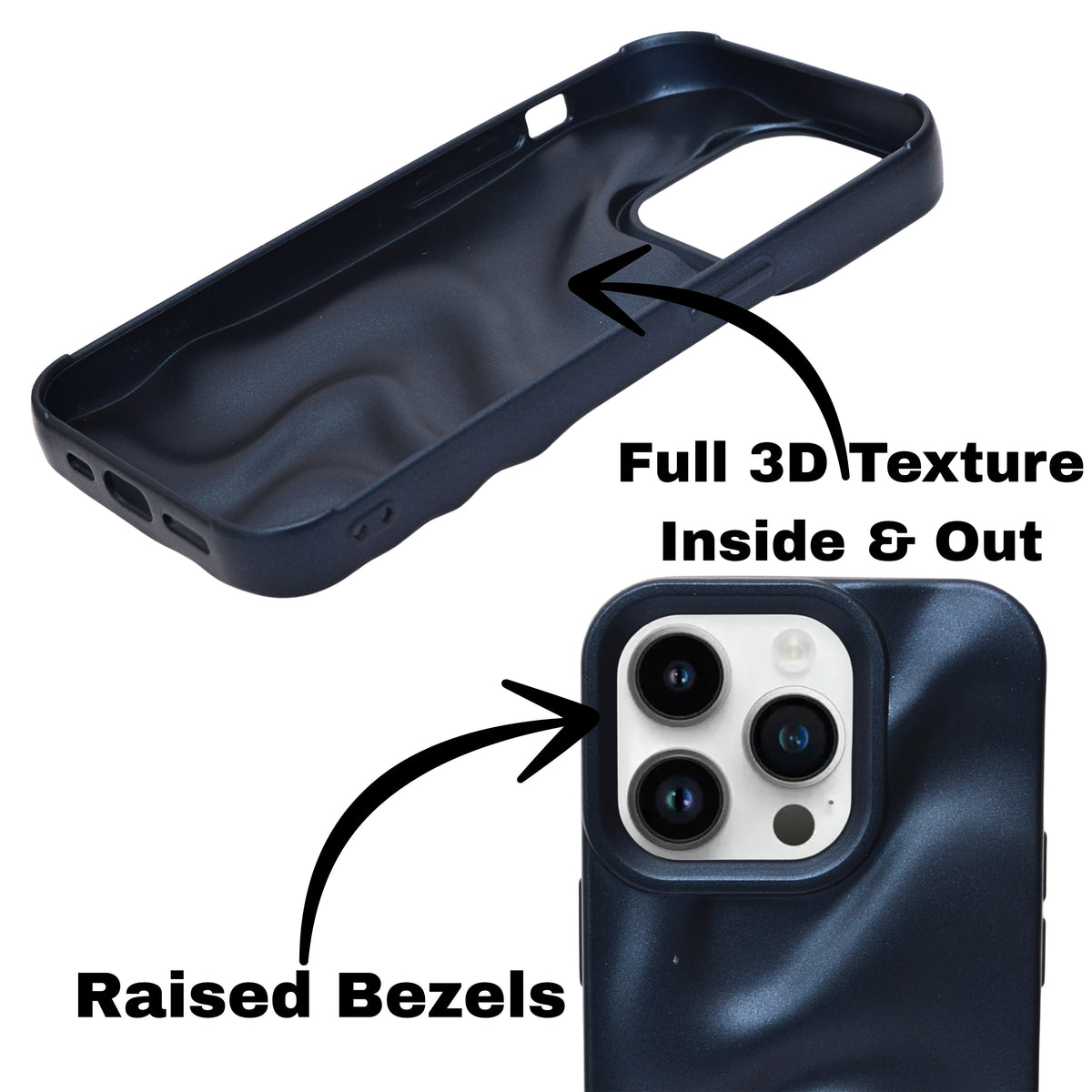 3D Ripple Wave Texture Soft Silicone Phone Case For iPhone 14 Pro