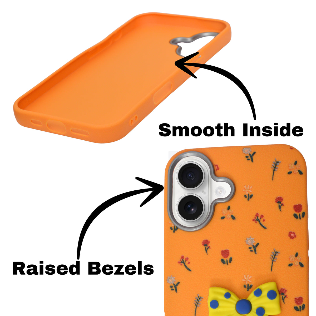 Cute Floral with 3D Bow Case For iPhone 16