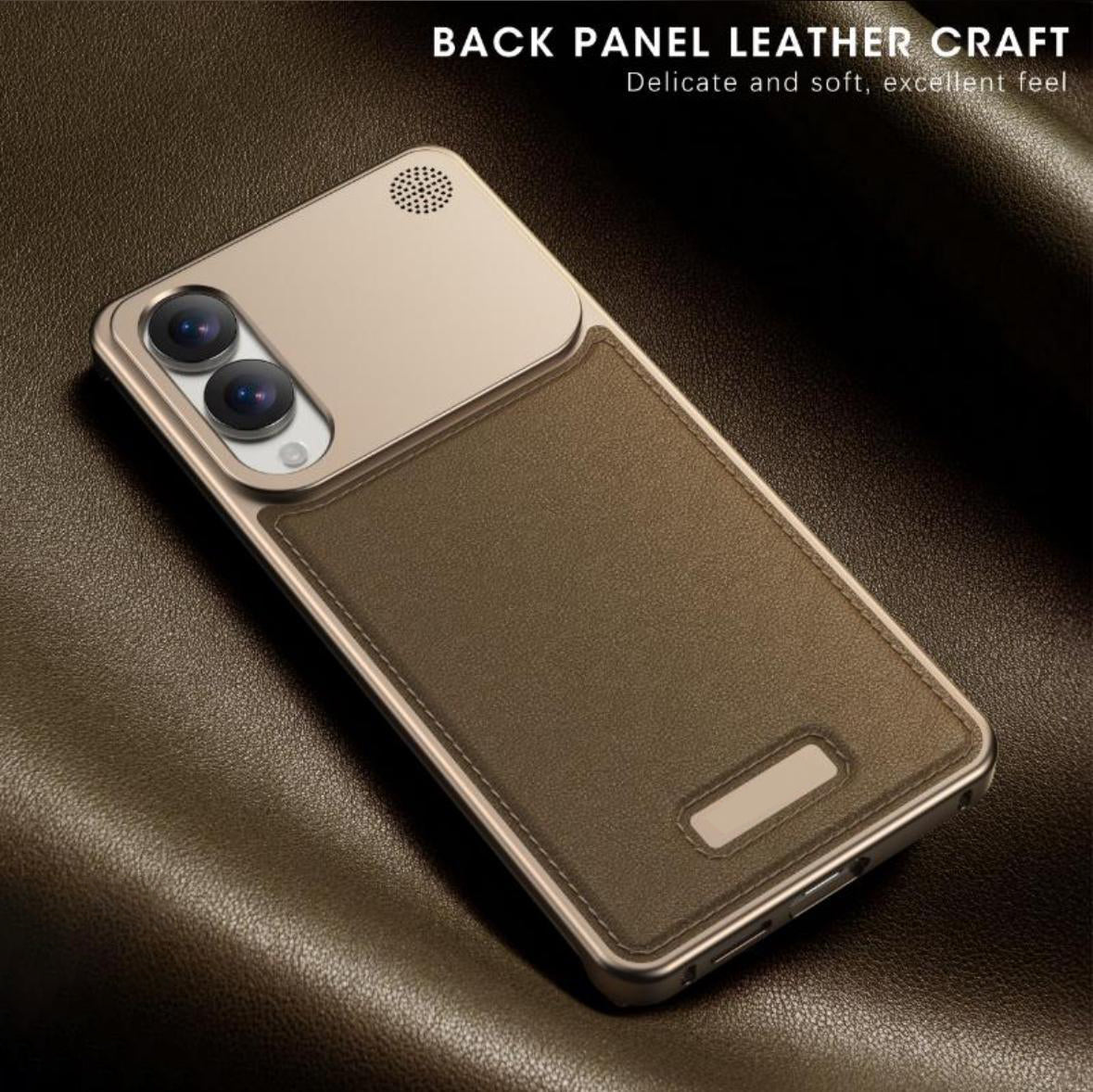 Metal Series Magsafe Leather Case With Titanium Frame