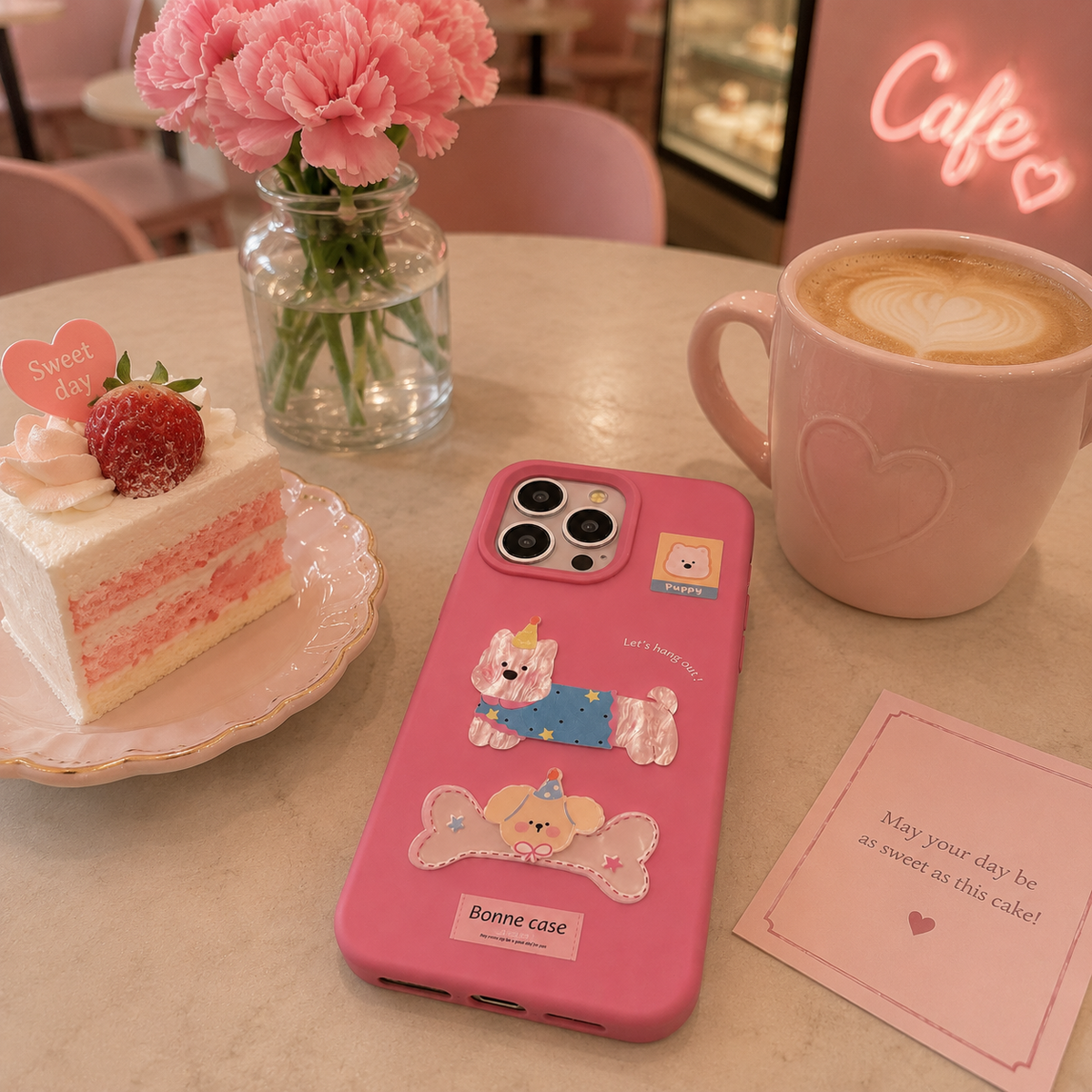Puffy Puppy & Bone Charm Case