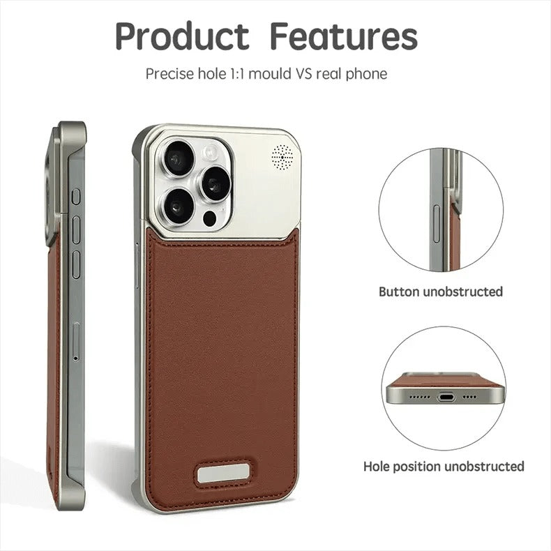 Metal Series Magsafe Leather Case With Titanium Frame