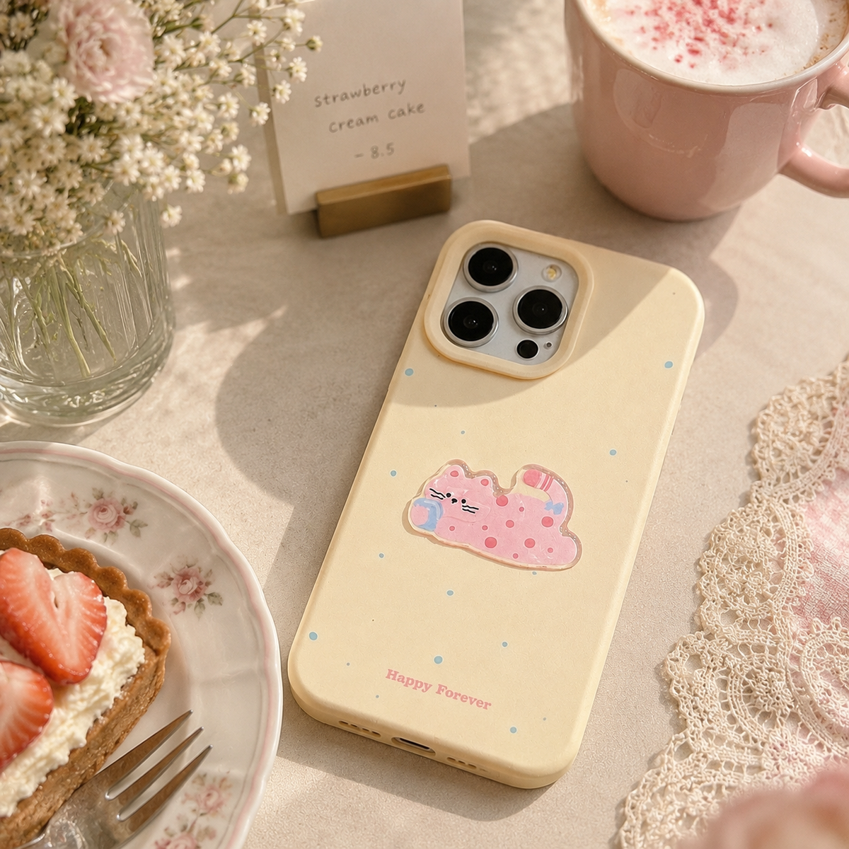 3D Puffy Pink Cat Matte Case