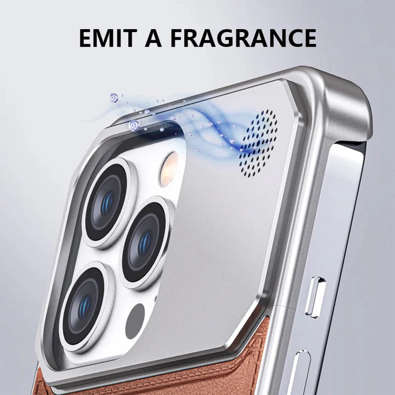 Metal Series Magsafe Leather Case With Titanium Frame