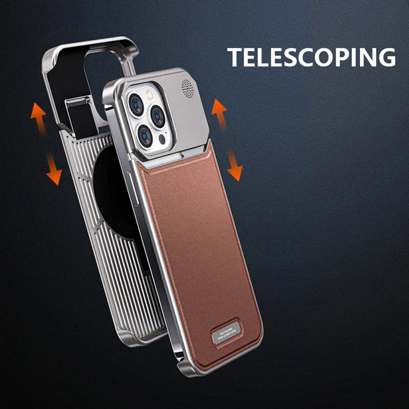 Metal Series Magsafe Leather Case With Titanium Frame