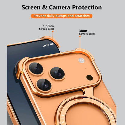 Z-Shape Metal Frameless MagSafe Rotation Stand Case For iPhone 17 Pro Max
