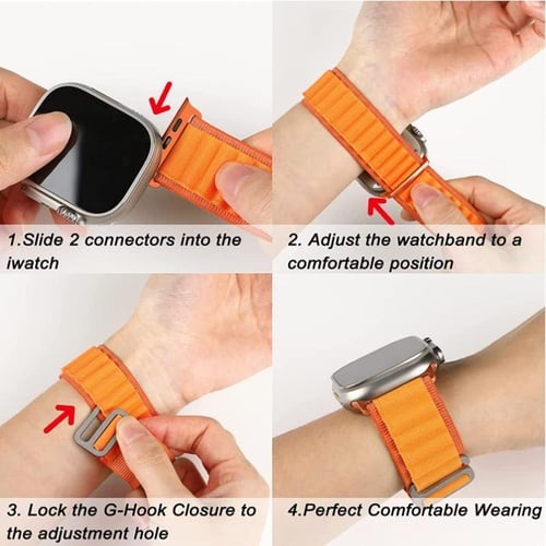 Alpine Nylon Loop Band with Metal G-Hook for iWatch 49mm (Ultra 2/Ultra), 45mm, 44mm, 42mm (Series 10/9/8/7/6/5/4/3/2/1/SE) – Adjustable & Secure Fit