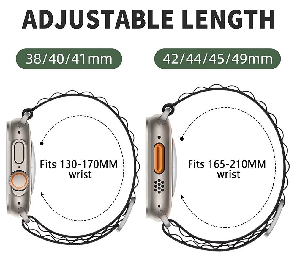 Alpine Nylon Loop Band with Metal G-Hook for iWatch 49mm (Ultra 2/Ultra), 45mm, 44mm, 42mm (Series 10/9/8/7/6/5/4/3/2/1/SE) – Adjustable & Secure Fit
