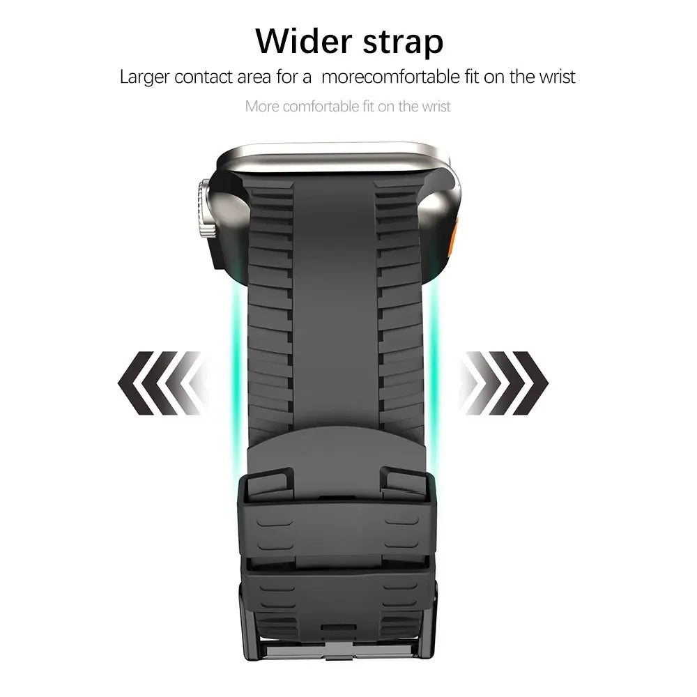 Durable Silicone Watch Band for iWatch 49mm (Ultra 2/Ultra), 45mm, 44mm, 42mm – Compatible with Series 10/9/8/7/6/5/4/3/2/1/SE – Stylish & Comfortable Strap