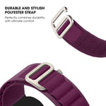 Alpine Nylon Loop Band with Metal G-Hook for iWatch 49mm (Ultra 2/Ultra), 45mm, 44mm, 42mm (Series 10/9/8/7/6/5/4/3/2/1/SE) – Adjustable & Secure Fit