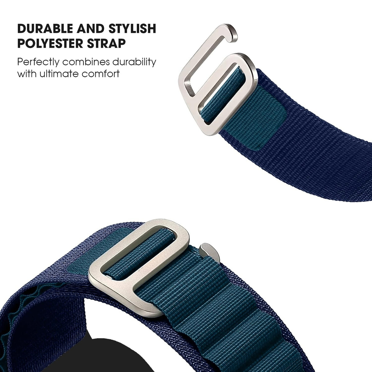 Alpine Nylon Loop Band with Metal G-Hook for iWatch 49mm (Ultra 2/Ultra), 45mm, 44mm, 42mm (Series 10/9/8/7/6/5/4/3/2/1/SE) – Adjustable & Secure Fit