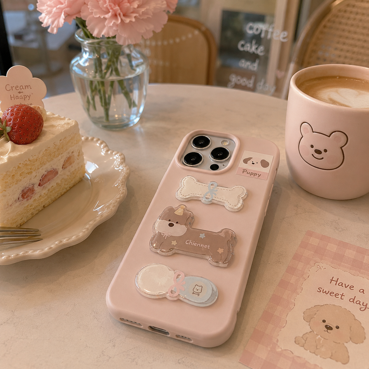 Kawaii Cartoon Dog & Bone Soft Silicone