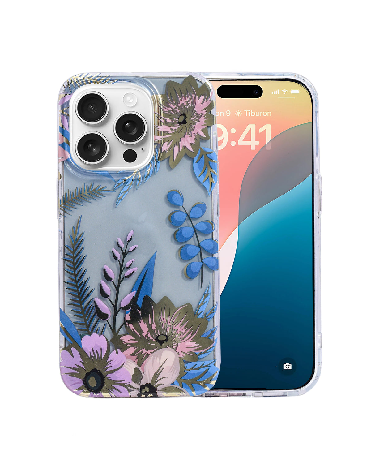 Transparent Floral Design Case For iPhone 15 Pro