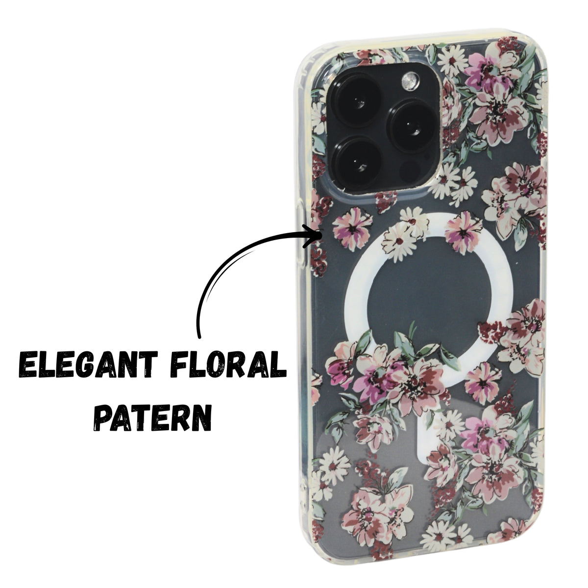Floral Transparent MagSafe Shockproof Protection Phone Case For iPhone 14 Pro Max
