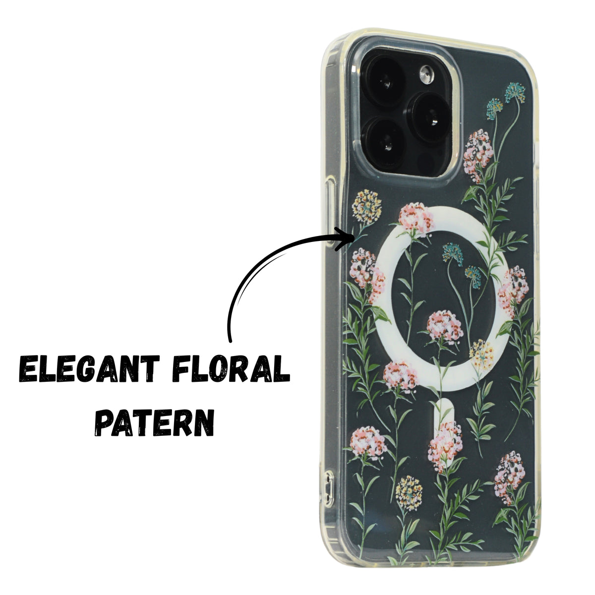 Floral Transparent MagSafe Shockproof Protection Phone Case For iPhone 14 Pro Max