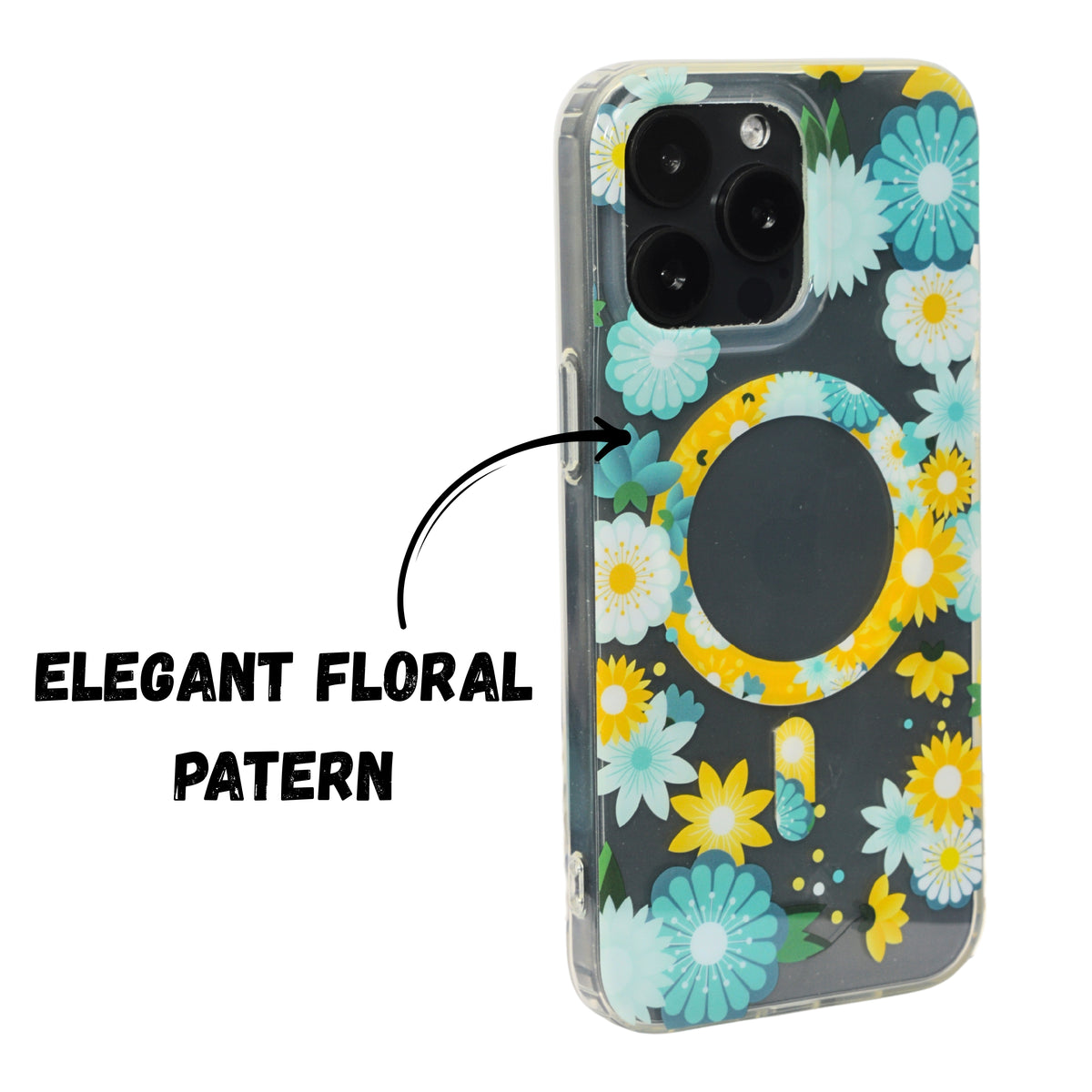 Floral Transparent MagSafe Shockproof Protection Phone Case For iPhone 14 Pro Max