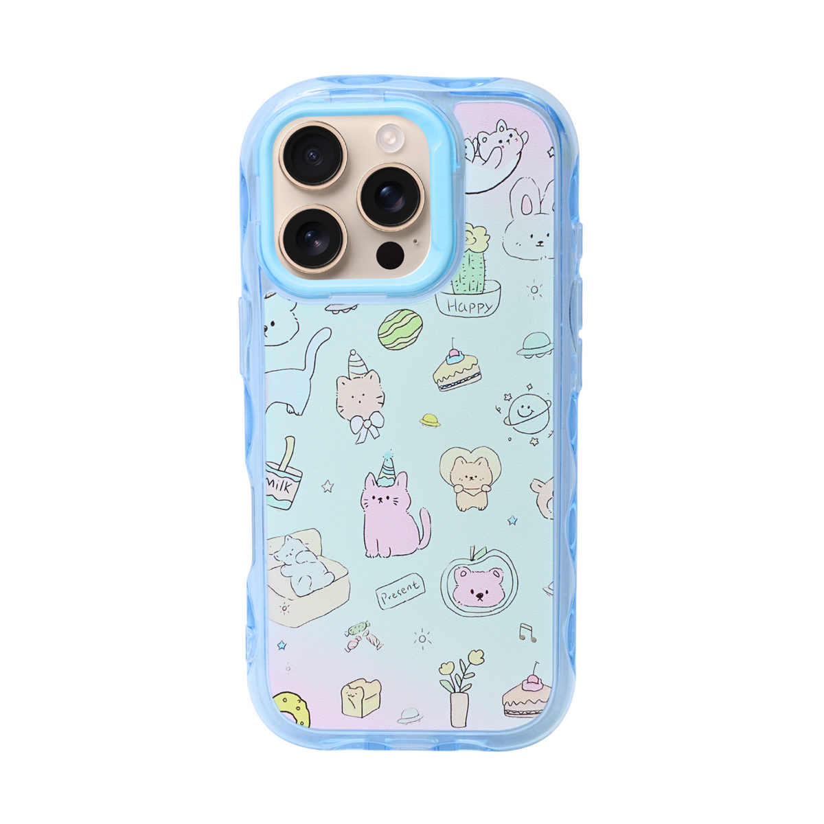 Cute Transparent Wavy Edge Phone Case for iPhone 16 Pro