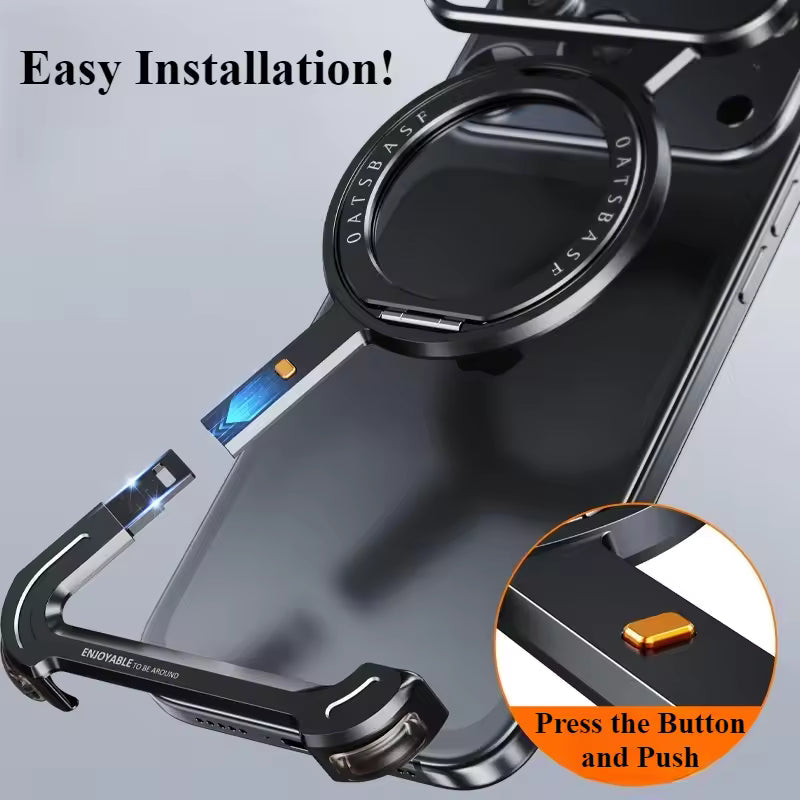 Z-Shape Metal Frameless MagSafe Rotation Stand Case For iPhone 17 Pro Max