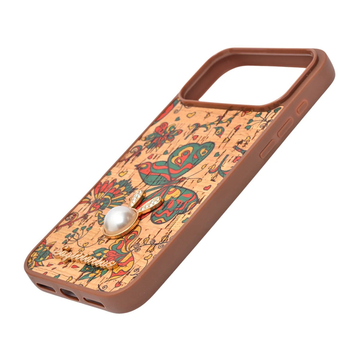 Bohemian Ethnic Print Cork Texture with Pearl Detail Phone Case for iPhone 17 Pro Max