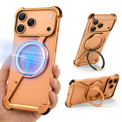Z-Shape Metal Frameless MagSafe Rotation Stand Case For iPhone 17 Pro Max