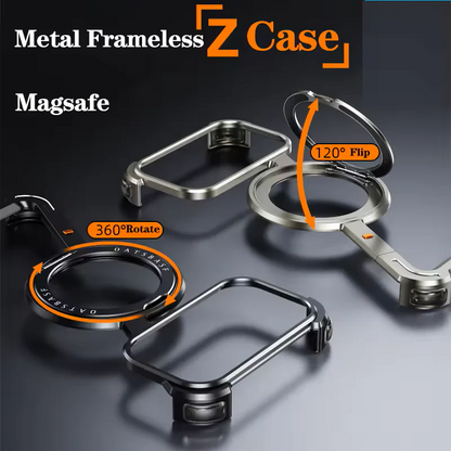 Z-Shape Metal Frameless MagSafe Rotation Stand Case For iPhone 17 Pro Max
