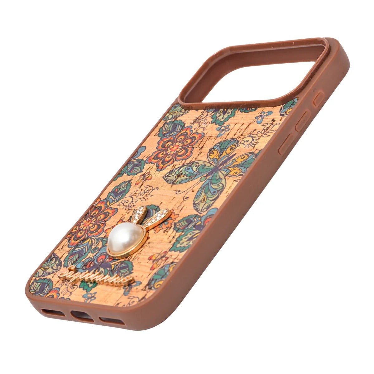 Bohemian Ethnic Print Cork Texture with Pearl Detail Phone Case for iPhone 17 Pro Max