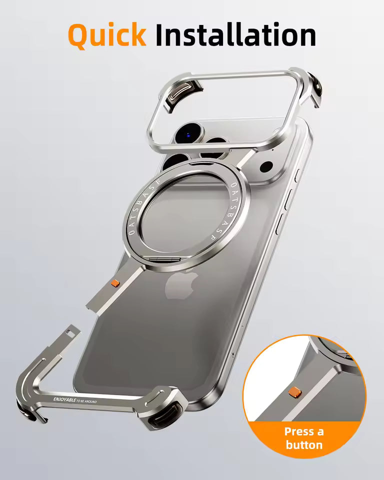 Z-Shape Metal Frameless MagSafe Rotation Stand Case For iPhone 17 Pro Max