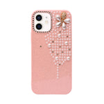 Luxury Glitter Finish with 3D Pearl Flower Design Phone Case for iPhone 12 / 12 Pro
