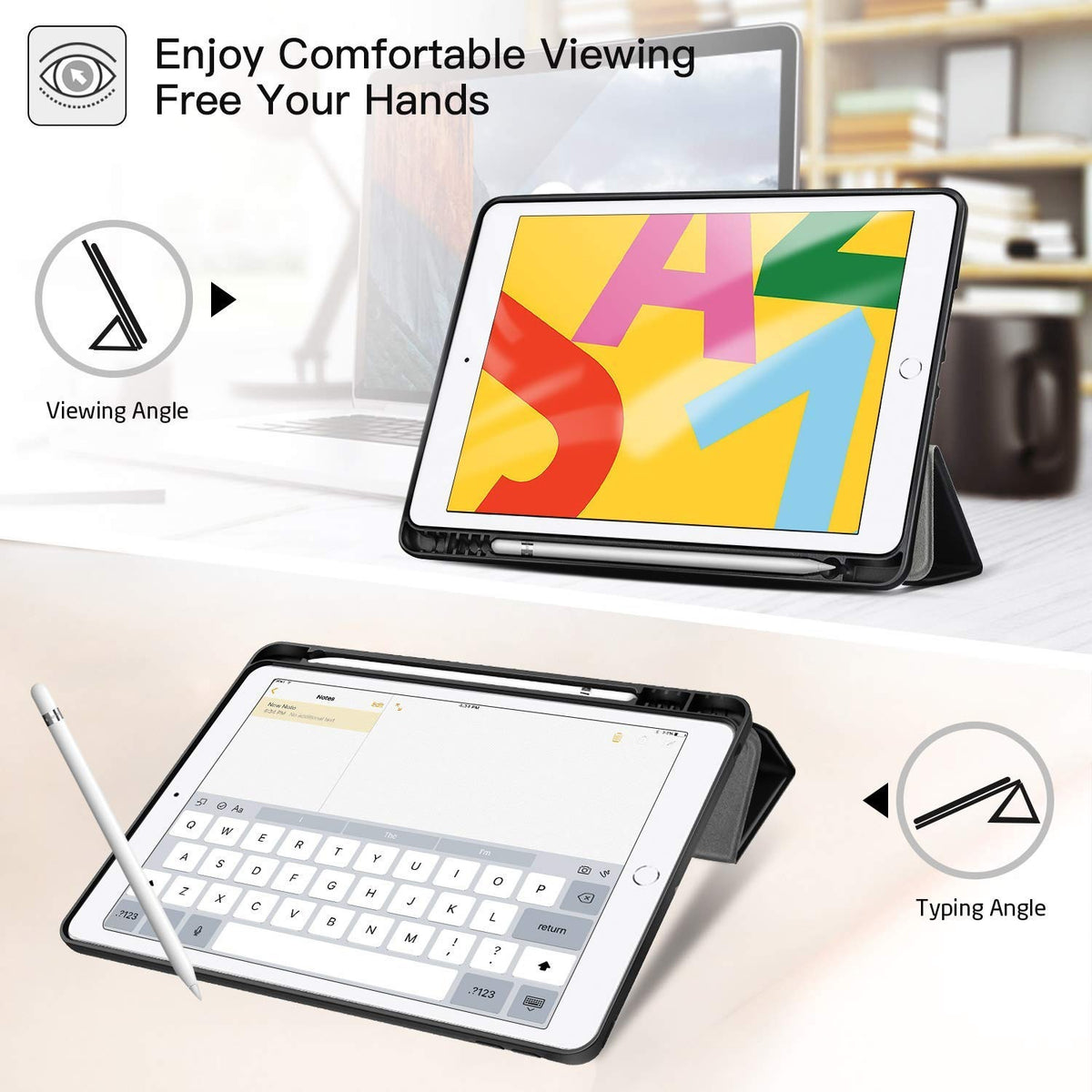 Smart Flexible & Protective Trifold iPad Case with Pencil Holder