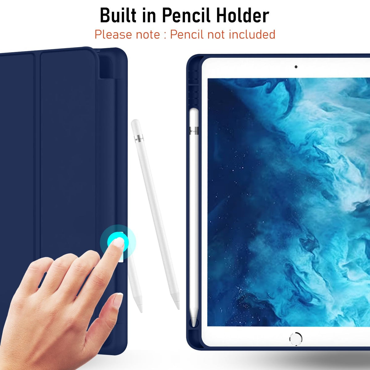 Smart Flexible & Protective Trifold iPad Case with Pencil Holder