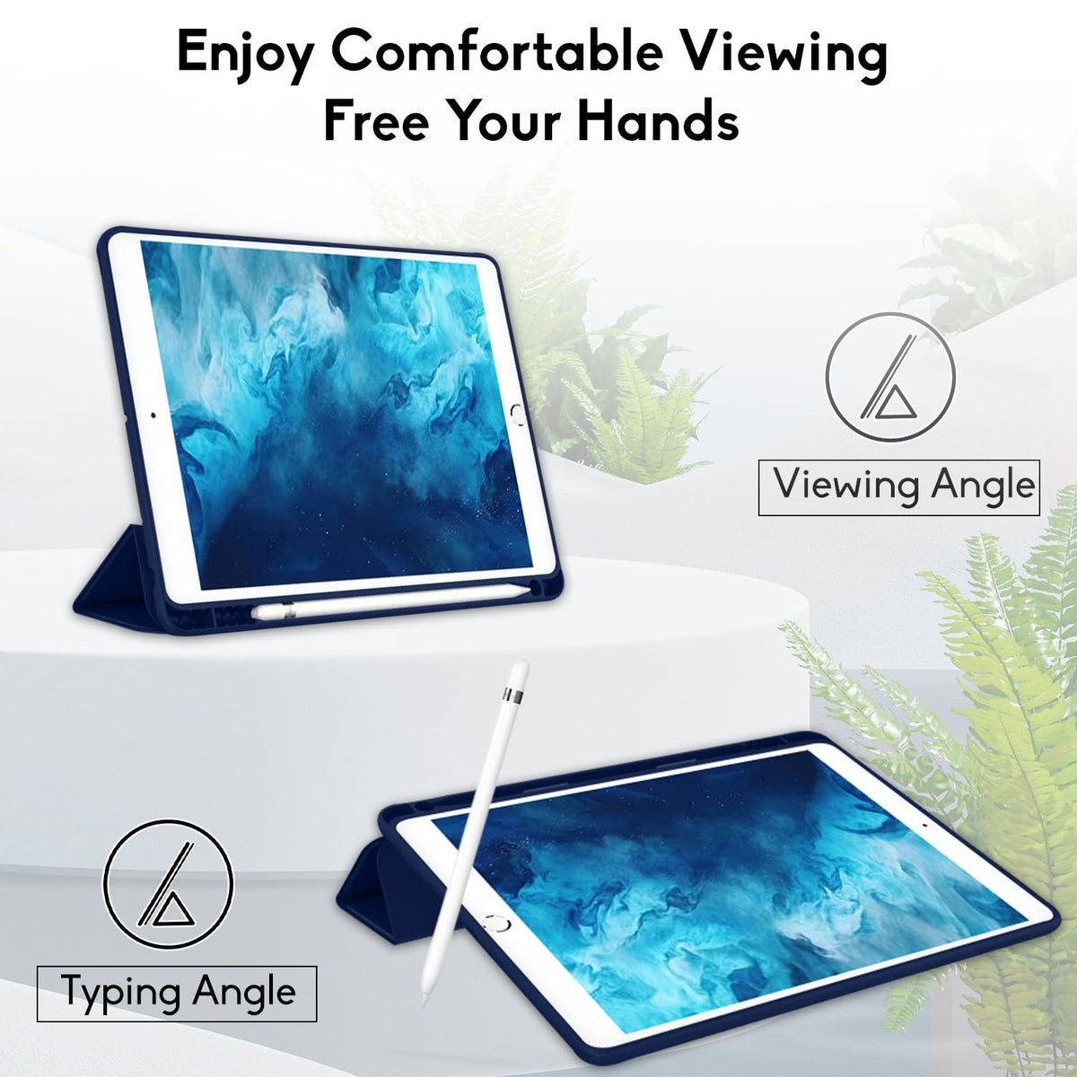 Smart Flexible & Protective Trifold iPad Case with Pencil Holder