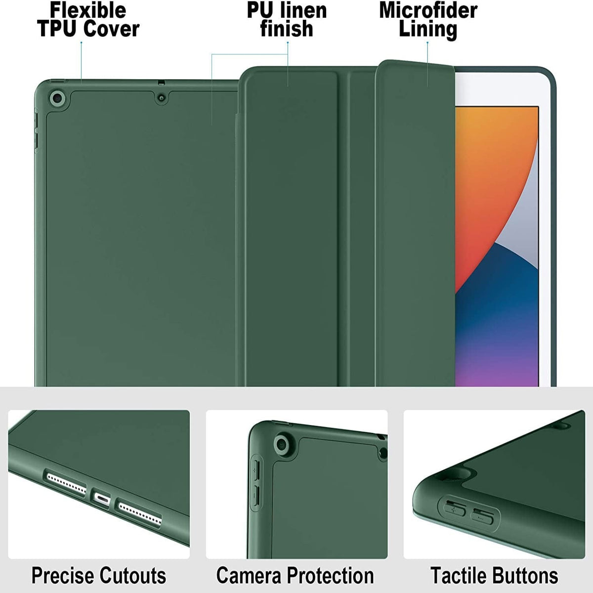 Smart Flexible & Protective Trifold iPad Case with Pencil Holder
