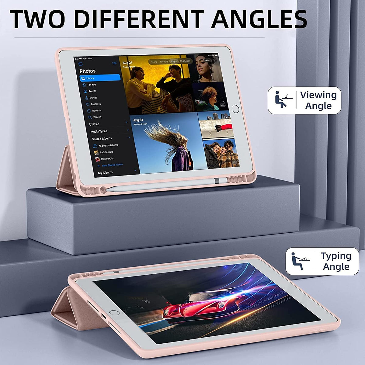 Smart Flexible & Protective Trifold iPad Case with Pencil Holder