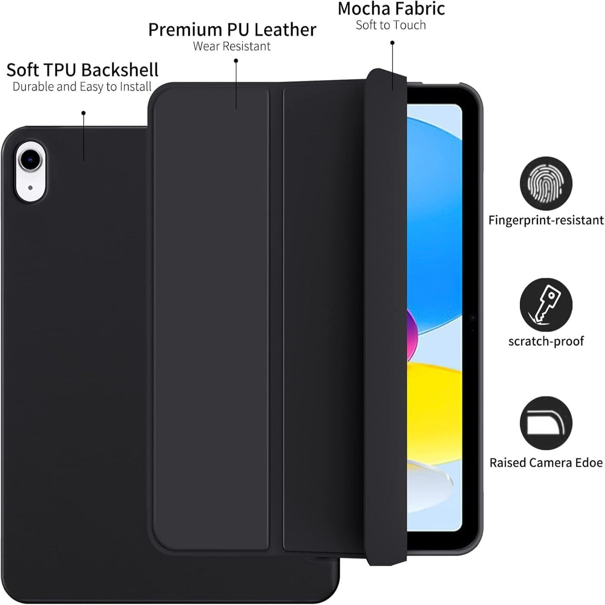 Smart Flexible & Protective Trifold iPad Case with Pencil Holder