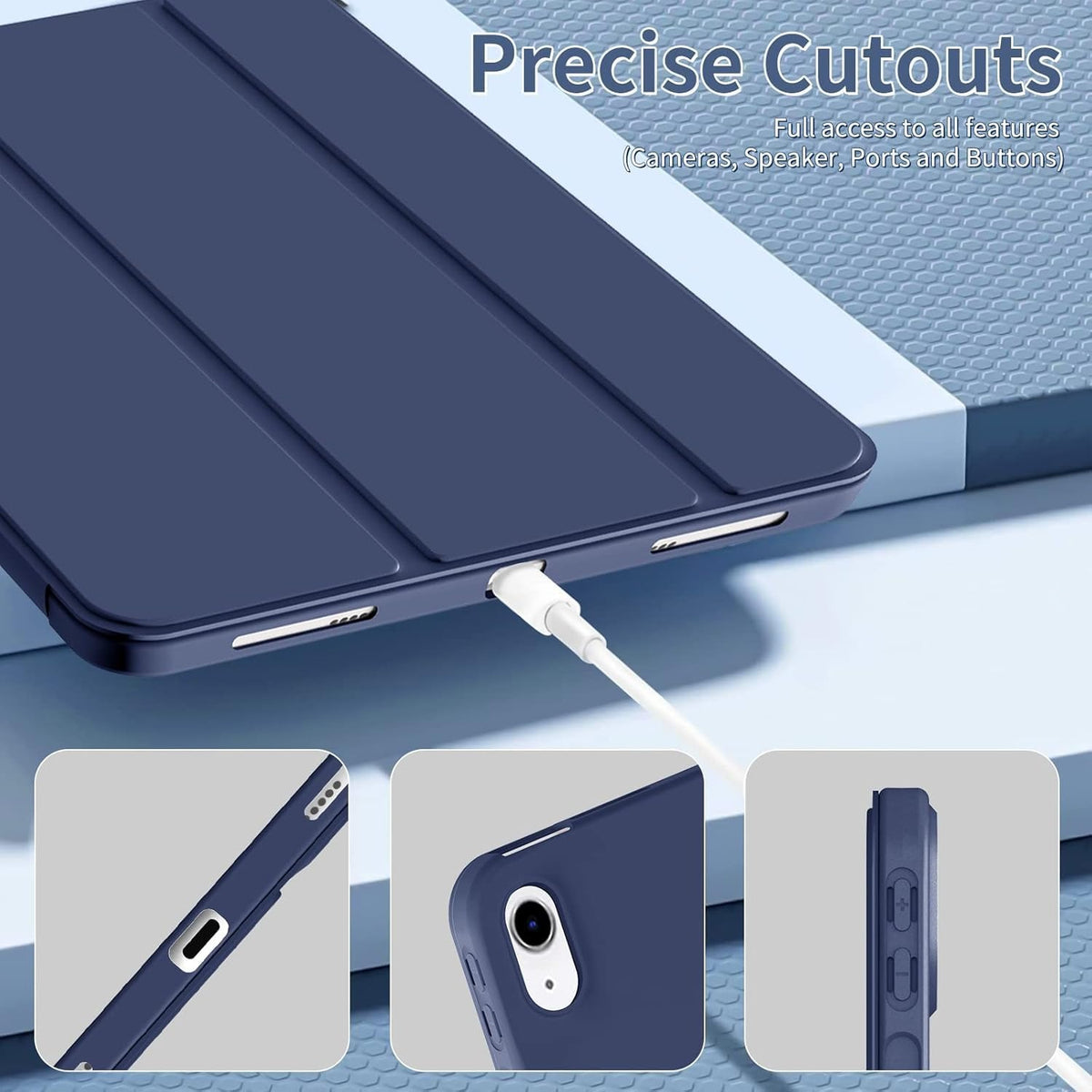 Smart Flexible & Protective Trifold iPad Case with Pencil Holder