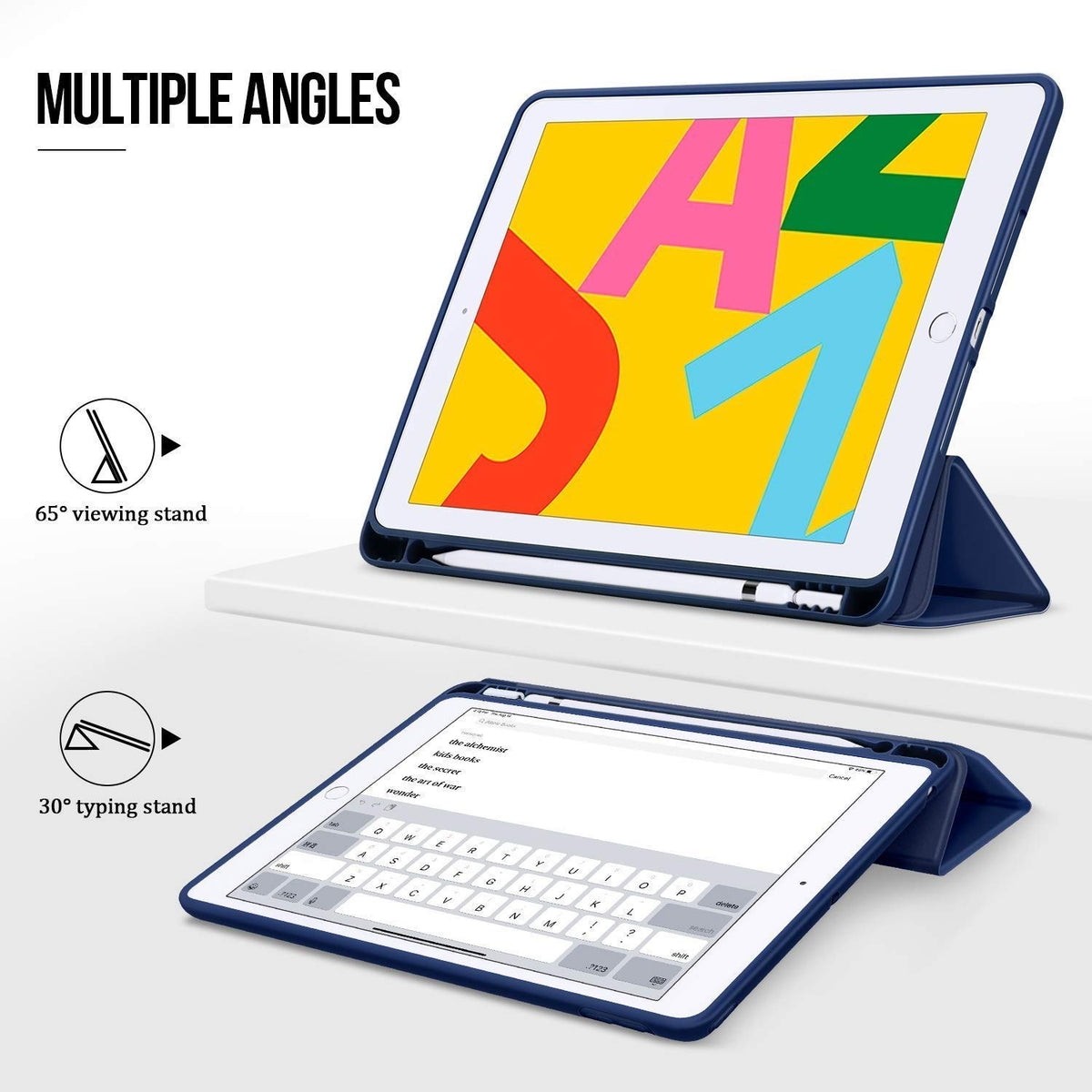 Smart Flexible & Protective Trifold iPad Case with Pencil Holder